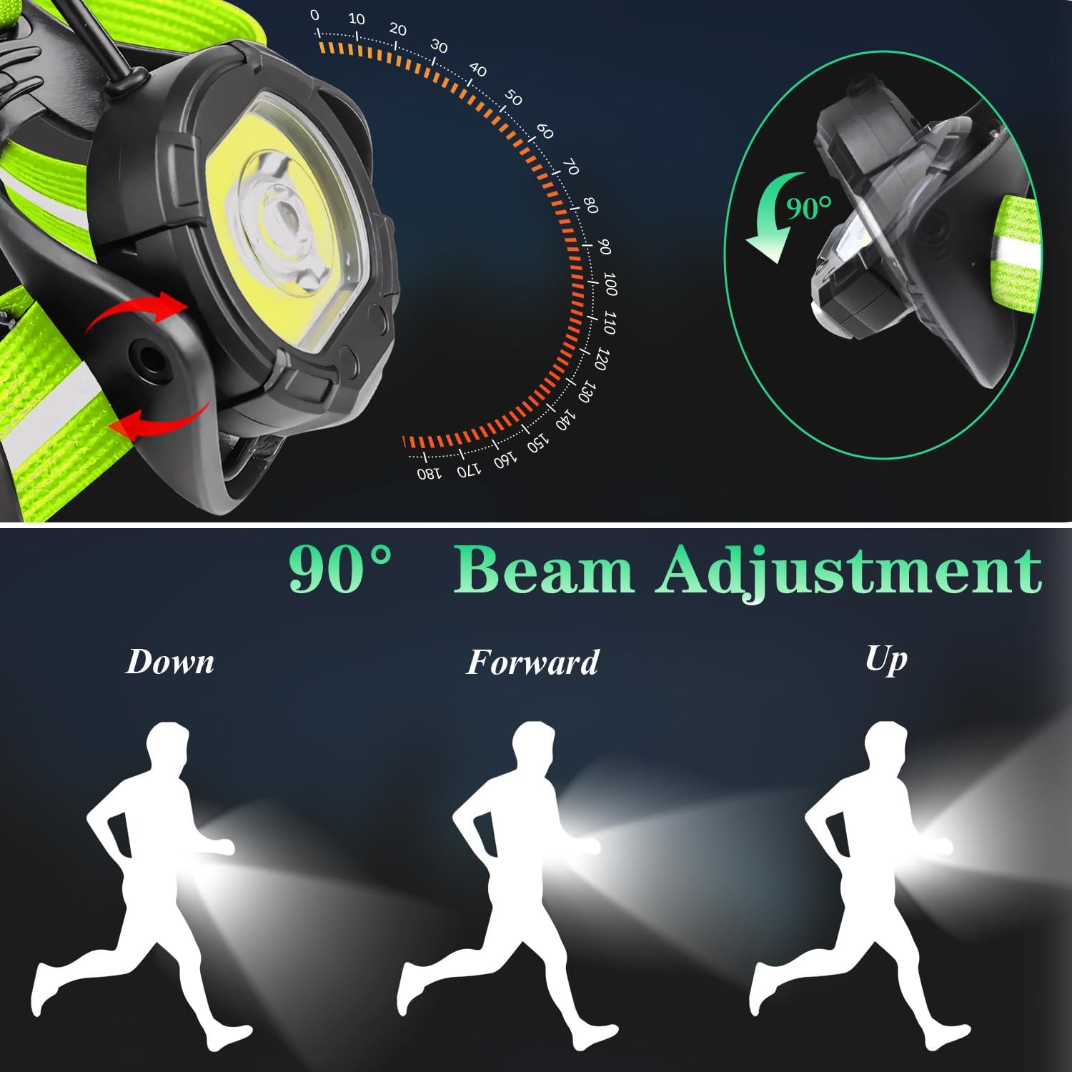 Skiennix Running Lights - 360° High Visibility Rechargeable Vest with Rear Red Warning Light | IPX4 Waterproof