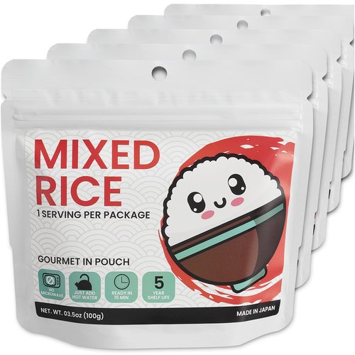 Dehydrated Freeze-Dried Japanese Gomoku Mixed Rice - Emergency Camping Food | 5-Year Shelf Life | 5-Pack