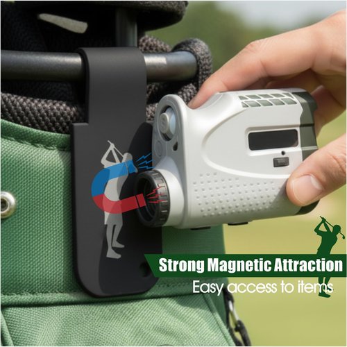 asdmm Magnetic Golf Bag Metal Landing Pad with Metal Clip for Towel, Rangefinder, Flask, Speaker - Quick Access Golf Bag Accessory, 1 PC (A)