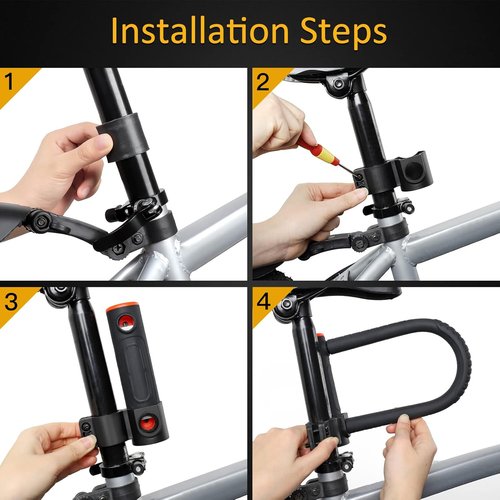 Heavy Duty Bike U Lock by [Brand Name] - 16mm Security Lock with 3ft/5ft/6ft Cable & Mounting Bracket