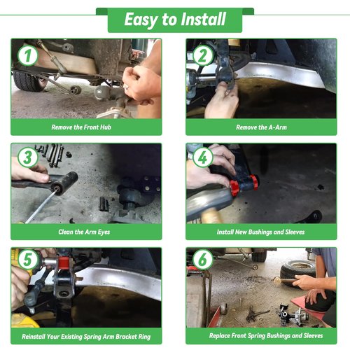 Cartalia Golf Cart Front Lower Leaf Spring & Upper A-Arm Bushing Sleeve with Bolts Kit for Club Car Precedent 2004-up, Tempo & Onward 2017-Up, Replace Polyurethane Bushing Sleeve Screw OEM # 102956201