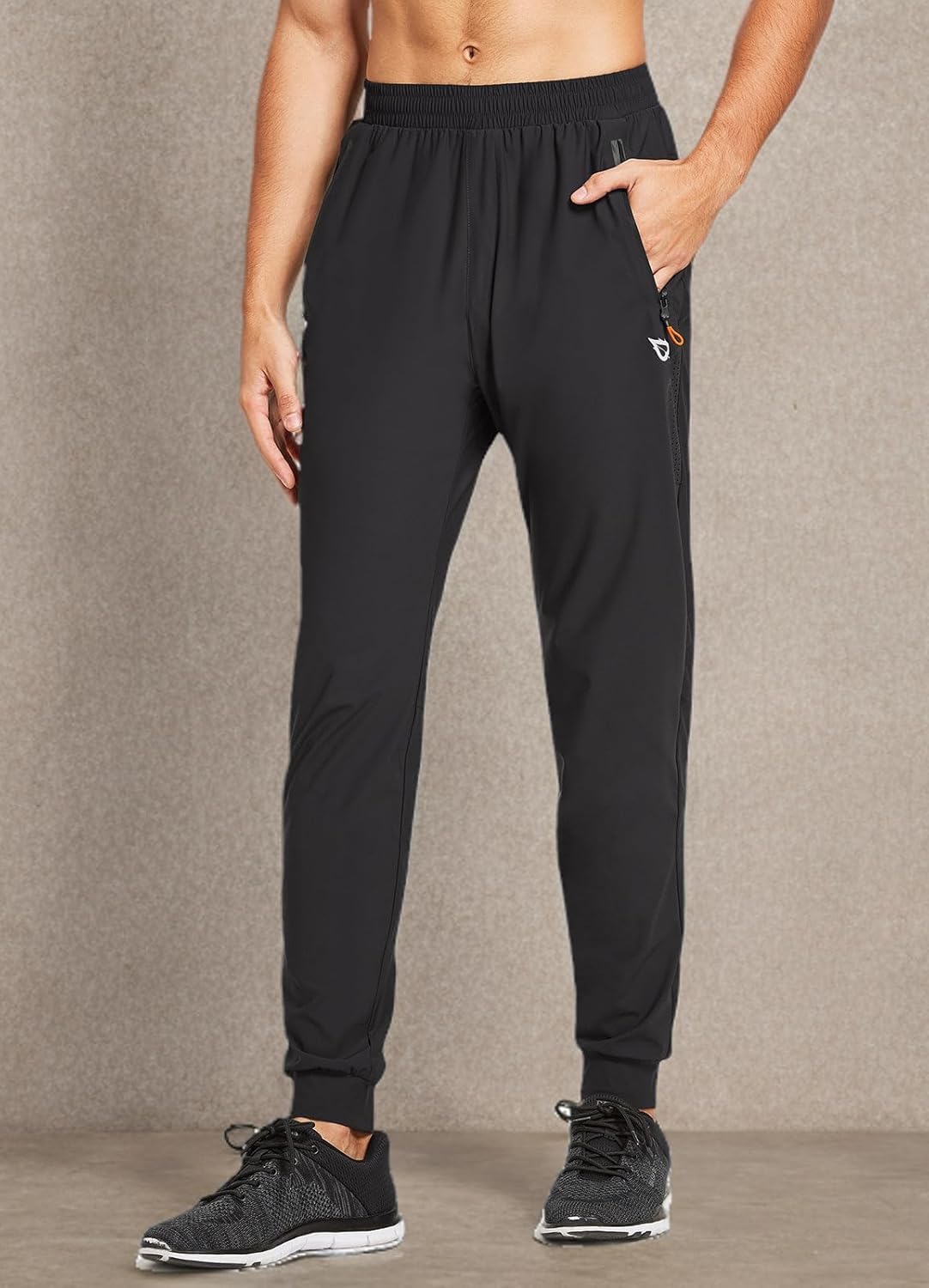 Baleaf Men's Joggers - Lightweight Quick-Dry Athletic Pants with Zipper Pockets | Tapered Fit
