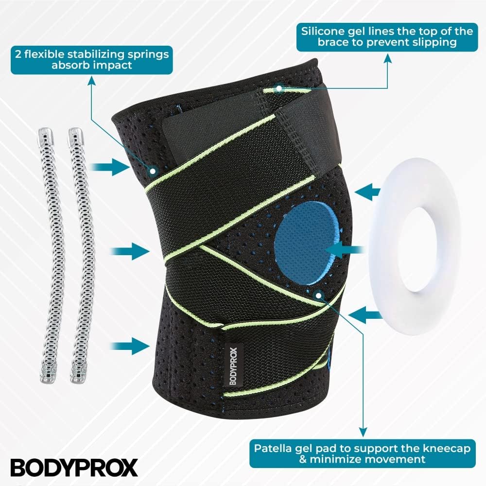 Bodyprox Knee Brace - Enhanced Support with Side Stabilizers & Patella Gel Pads | Adjustable Fit