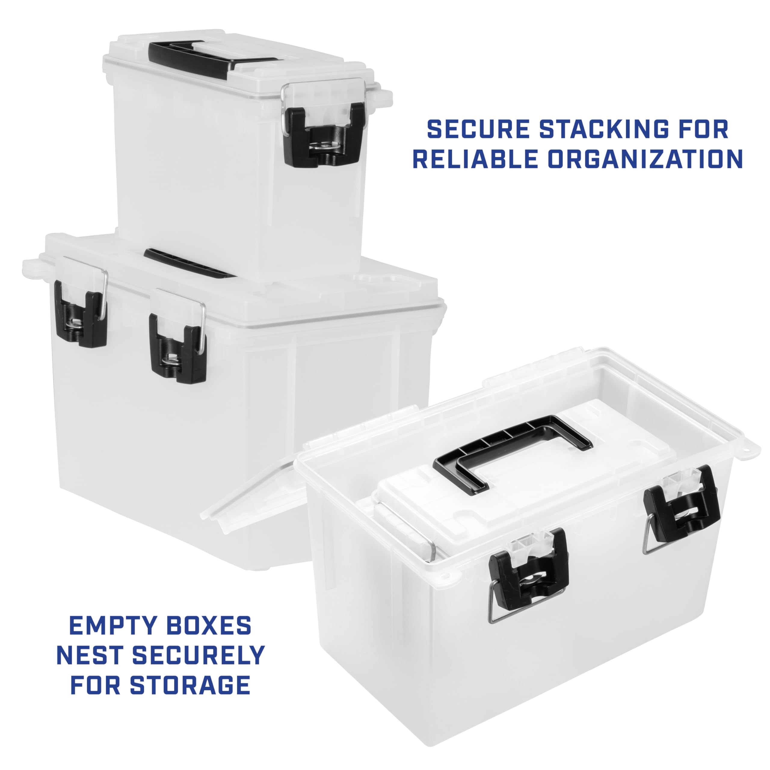 Sheffield 12722 Storage Bins With Lids, 2-Pack Stackable Storage Bins, Made in USA, Lockable and Water-Resistant Containers with Lids, Plastic Containers for Home, Classroom, and Dorm