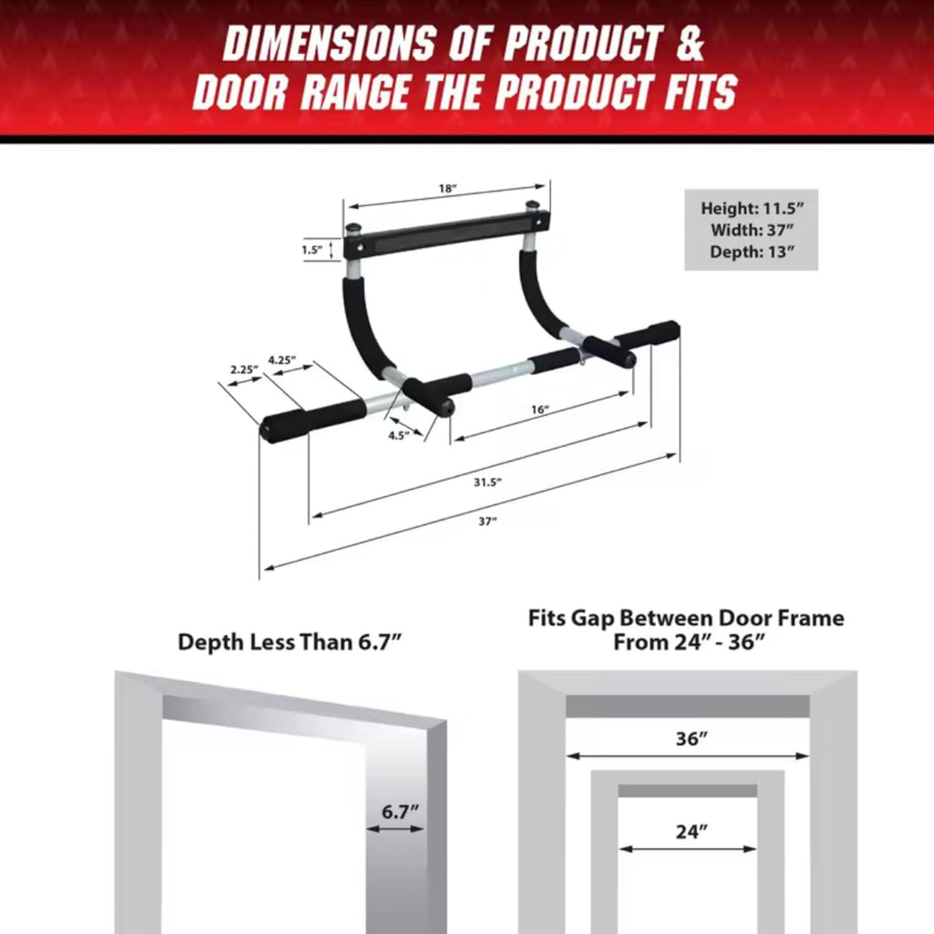 SteelCrush Doorway Pull-Up Bar - Versatile Multi-Grip Chin-Up Bar for Home Fitness & Strength Training