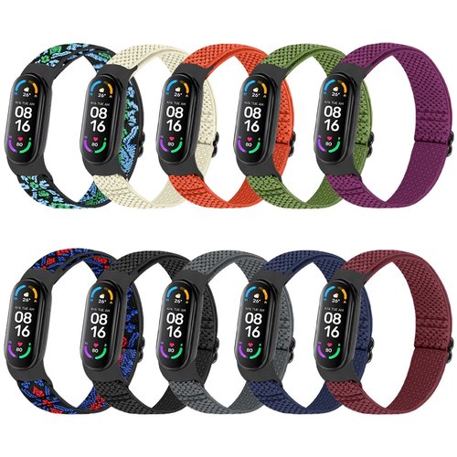 TumpCez Solo Loop Elastic Band Compatible With Xiaomi Mi Band 7 6 5 4 3/Amazfit Band 5 Straps, Adjustable Nylon Sport Replacement Wrist Strap for Women Men