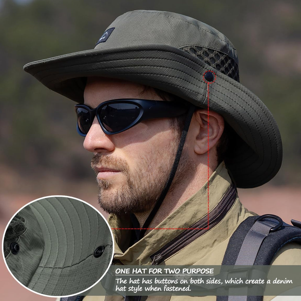 Skiennix Fishing Hat - UPF50+ Wide Brim Sun Hat for UV Protection | Ideal for Hiking & Beach Use