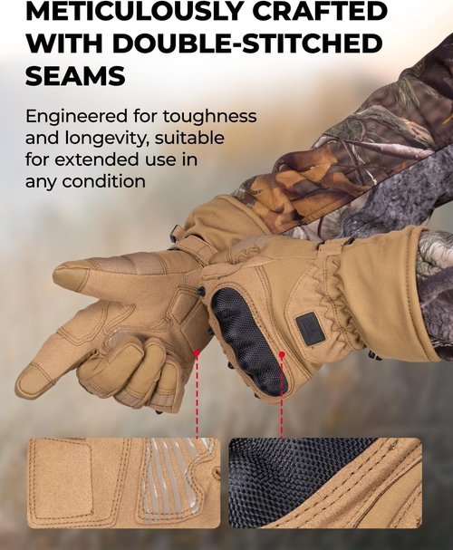 KEMIMOTO Tactical Gloves - Winter Warm Motorcycle Gloves with Touchscreen & Hard Shell Protection