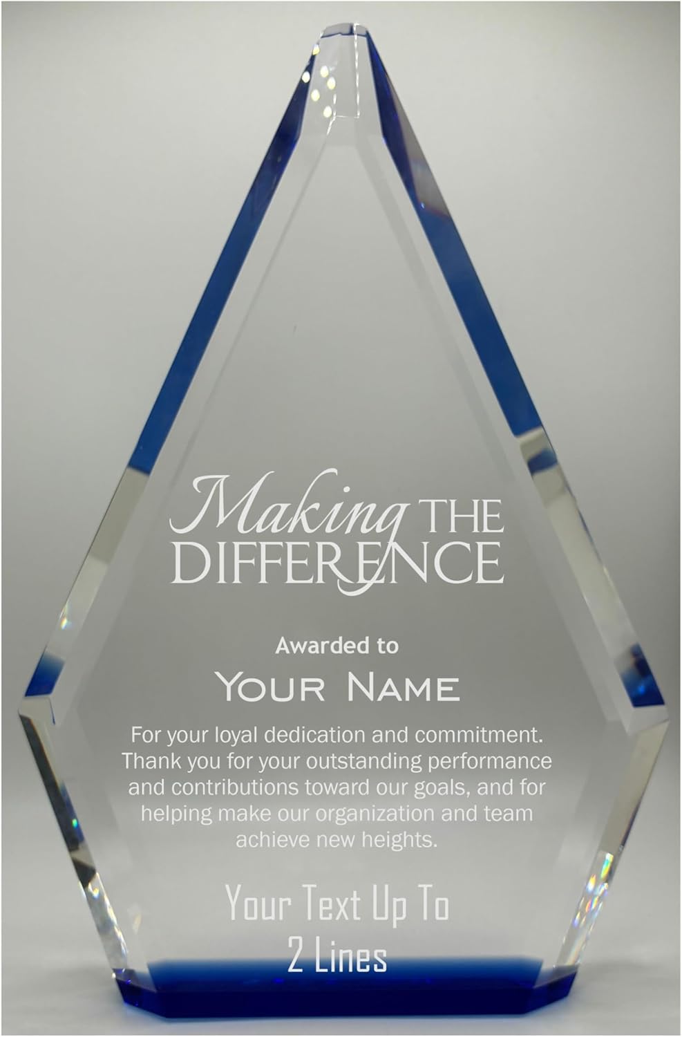 Regine Switzerland Customizable Solid Crystal Trophy - 8 Inch Personalized Award for Employee Recognition