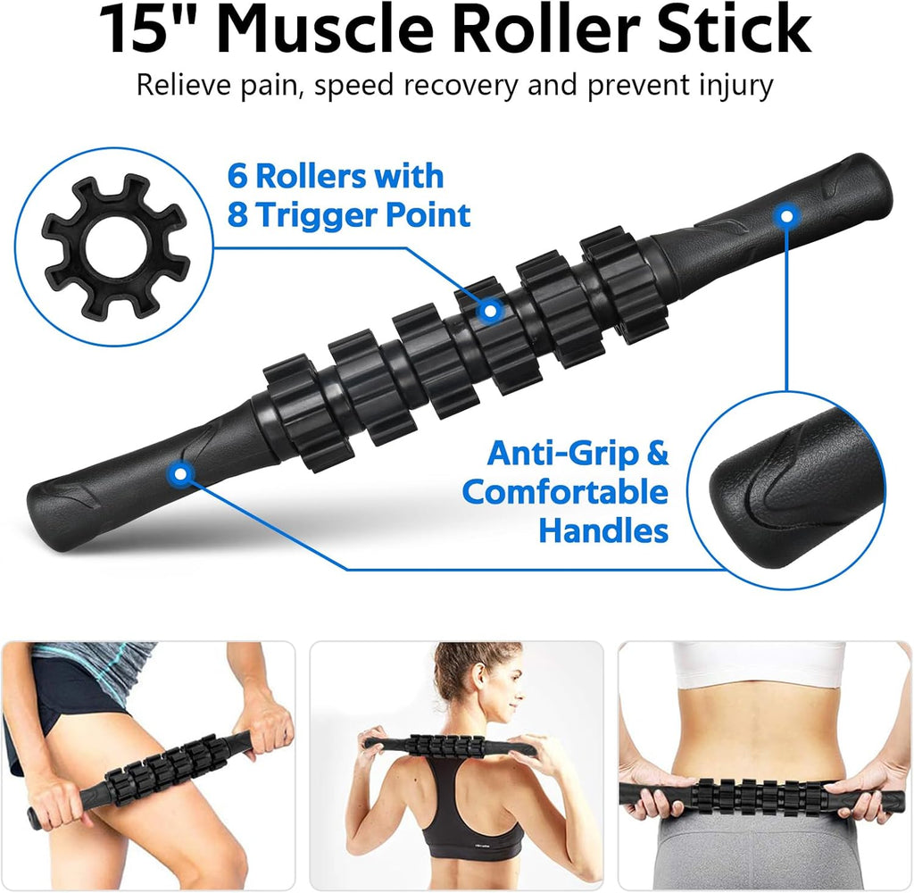 Skiennix 7-in-1 Foam Roller Set - Deep Tissue Muscle Massager with High Density Roller, Bands & Ball