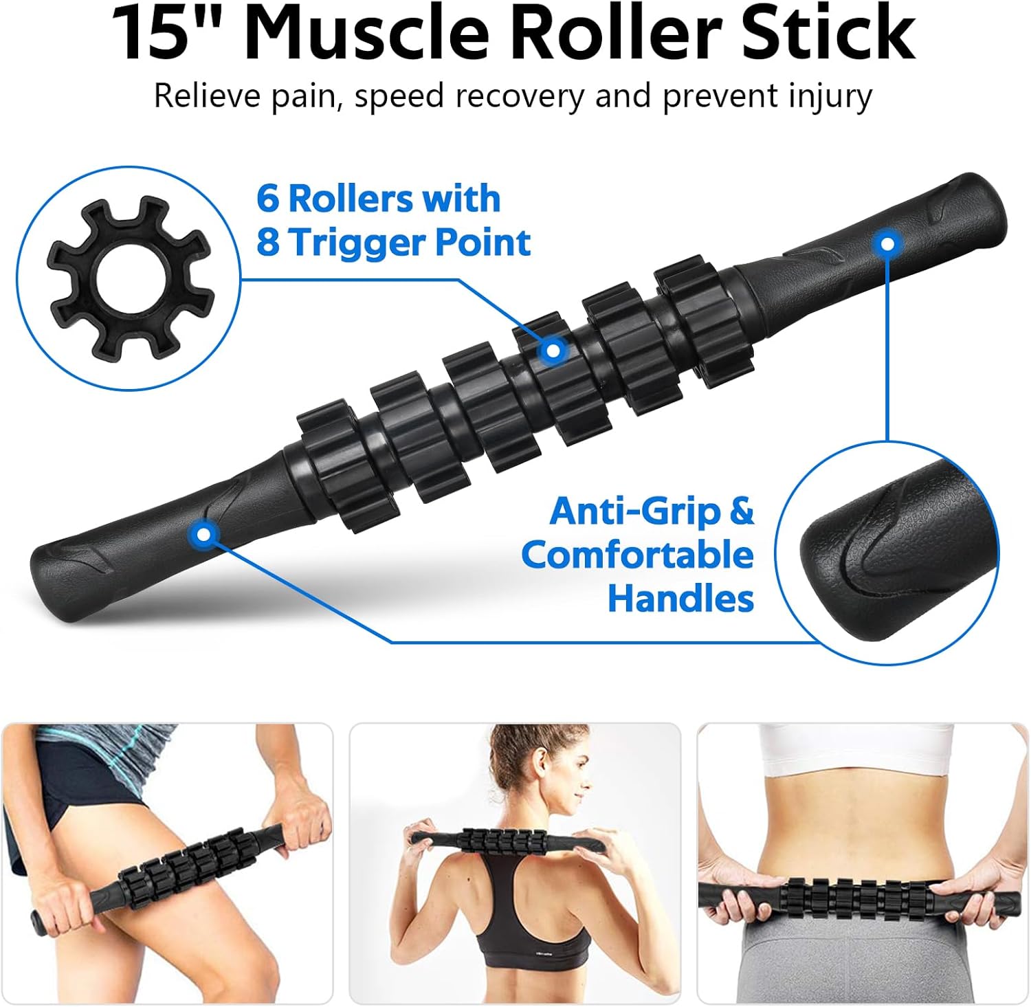 Skiennix 7-in-1 Foam Roller Set - Deep Tissue Muscle Massager with High Density Roller, Bands & Ball