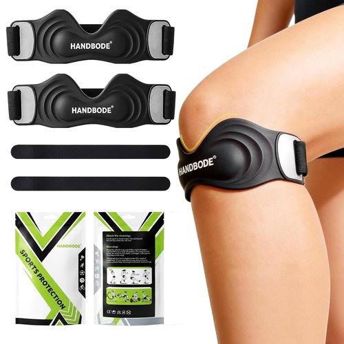 HANDBODE Patellar Tendon Support Strap - Adjustable Silicone Knee Brace for Pain Relief | 2 Pack