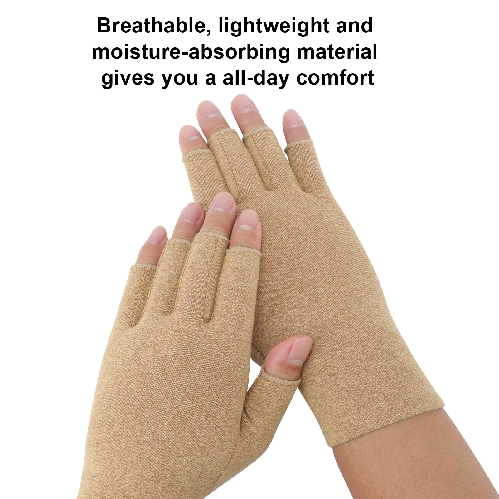 Senkary 3 Pairs Compression Arthritis Gloves Fingerless Carpal Tunnel Pain Relief Gloves for Women Men, Wrist Brace Hand Support for Swelling, Trigger Finger, Crocheting, Typing