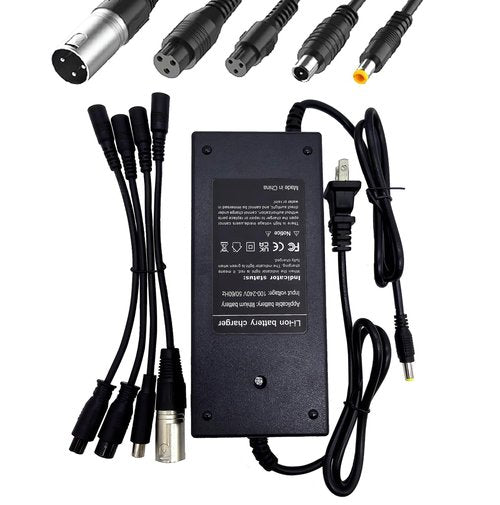 42V 2A (5 Plugs) Charger for Jetson Voyage Razor Swagtron Bird Gotrax Ninebot Segway Hiboy 36V 10S Lithium-ion Battery Converter Interfaces 3 Prong (8mm/12mm) DC (5.5 * 2.5/2.1mm) 8mm RCA/3-Pin XLR
