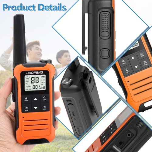 Walkie Talkies Long Range for Adult, Rechargeable Walkie Talkies 4 Pack Baofeng F22 Portable FRS Two Way Radio with 1400mAh Battery USB-C Charger Flashlight NOAA Weather Radio for Camping Hunting Gear