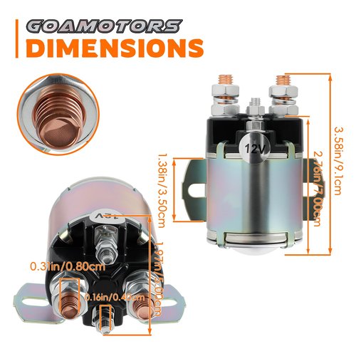GoaMotors JR3-H1950-00 Solenoid Relay 12V Gas Golf Cart Starter Solenoid Compatible with Yamaha G2 G8 G9 G11 G14 G16 G20 Gas Golf Cart 1985-2002 4 Terminal Replace JF2-H1950-00