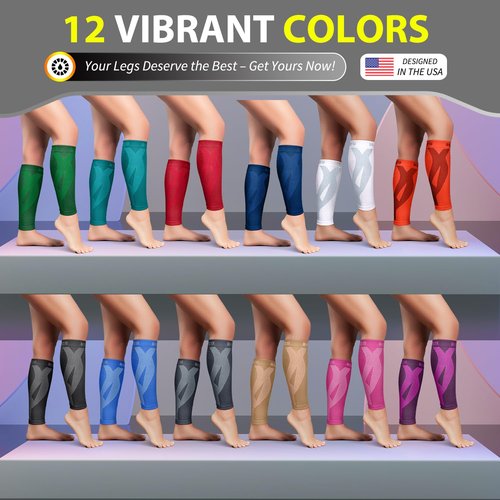 BLITZU Calf Compression Sleeve for Women and Men, Shin Splint Sleeves for Varicose Veins, Nursing, Pregnancy, Running, Footless Compression Socks Support for Calf Muscle Pain Relief Black XXL