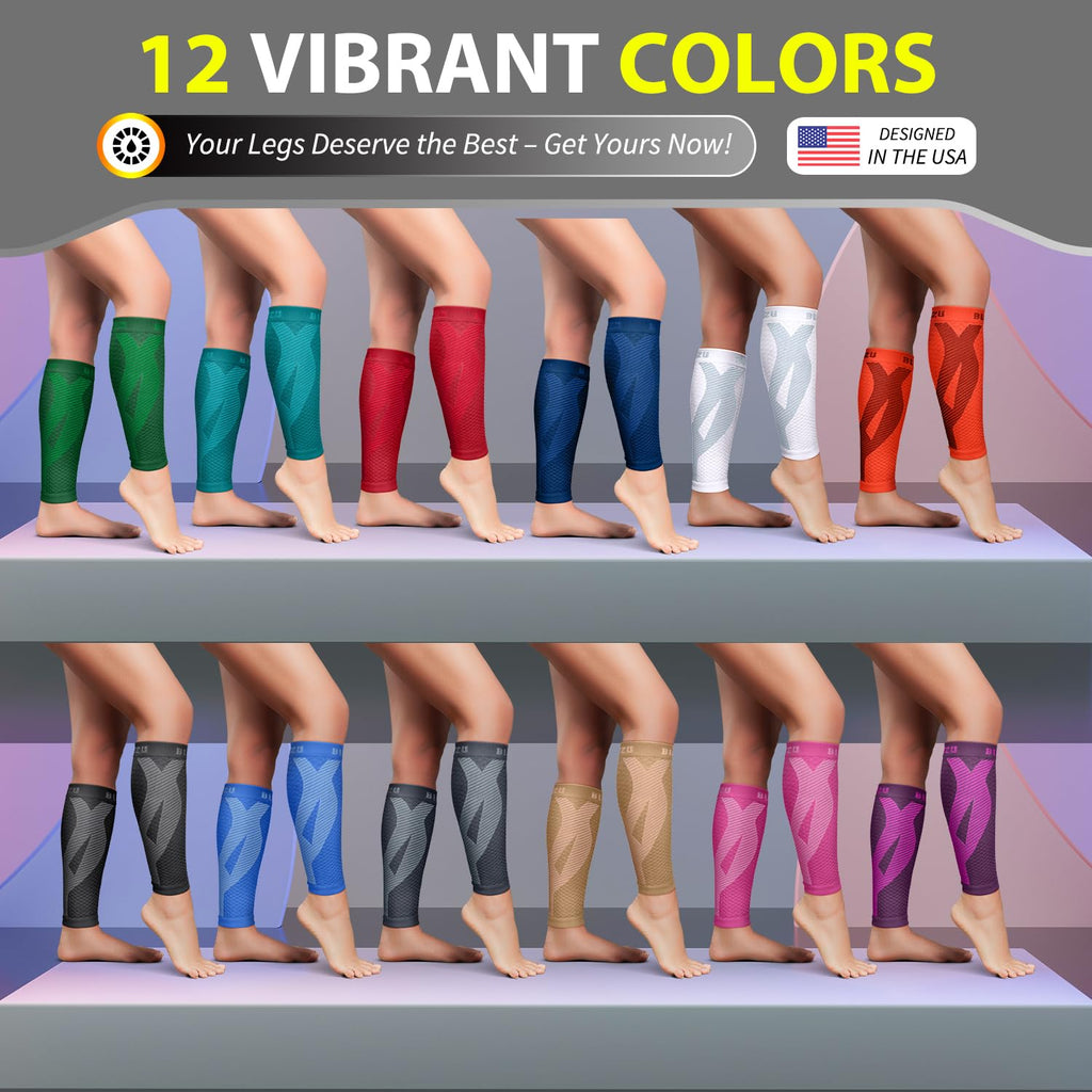 BLITZU Calf Compression Sleeve for Women and Men, Shin Splint Sleeves for Varicose Veins, Nursing, Pregnancy, Running, Footless Compression Socks Support for Calf Muscle Pain Relief White XXL