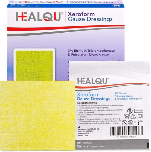 HEALQU Medical Xeroform Petrolatum Dressing 2x2-25 Count - Non-Adherent Gauze Pad for Low Exudating Wounds - Soft Mesh Gauze Patch Sterile for Wound Care Lacerations, Burns & Skin Grafts