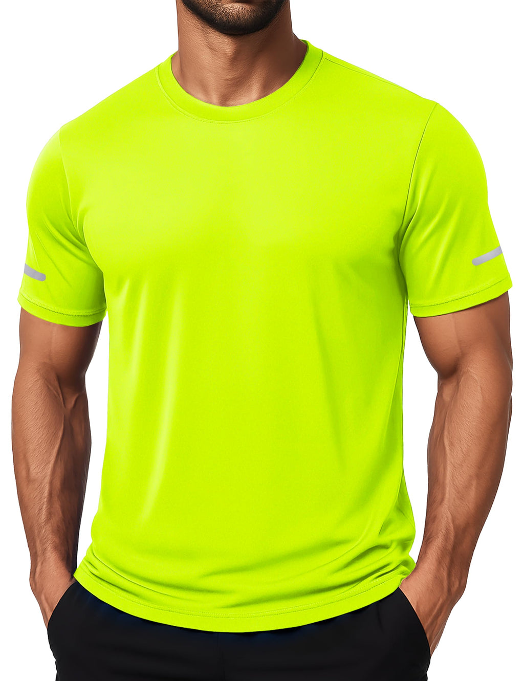 MAGCOMSEN Workout Shirts for Men Sun Protection Quick Dry Moisture Wicking Short Sleeve Tshirt Athletic Running Gym Dry Fit Rash Guard Green L