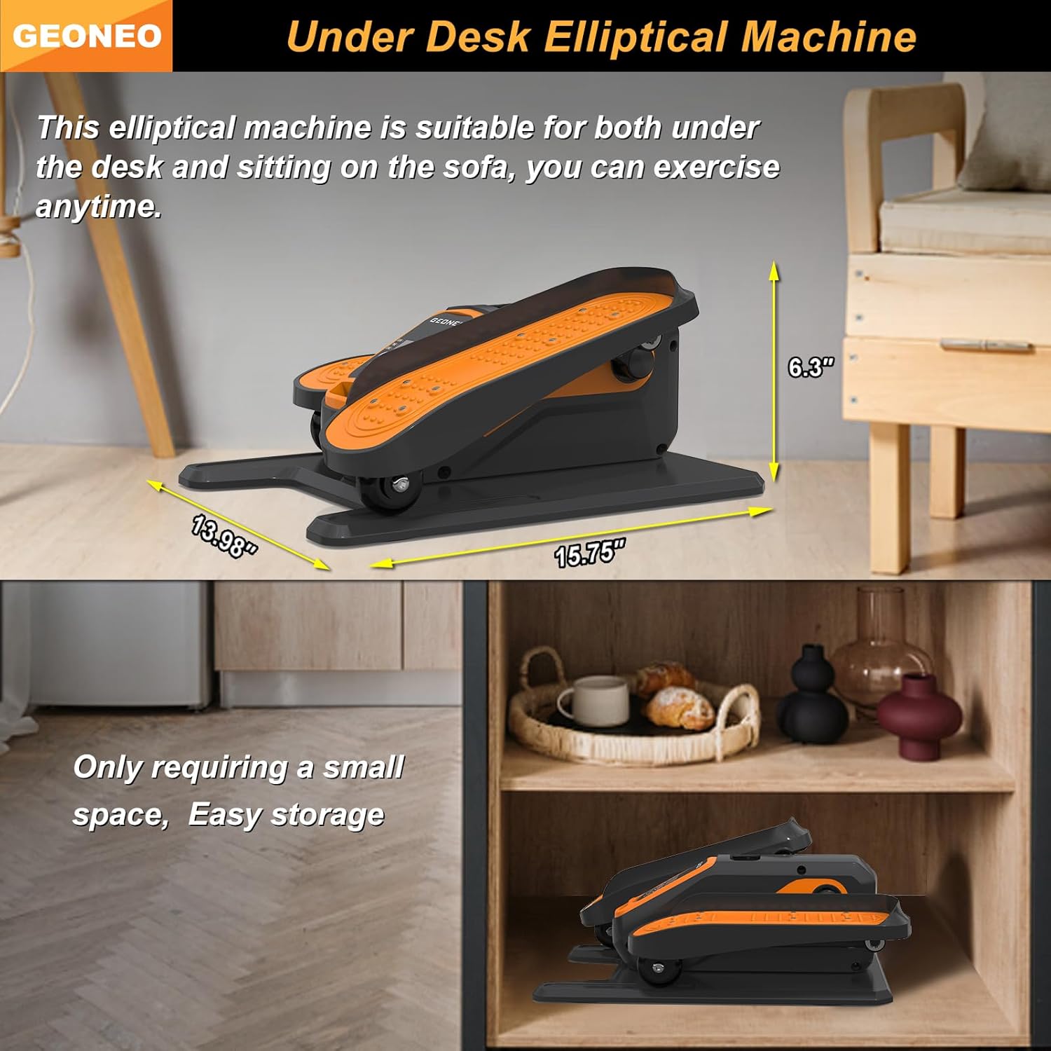 Under Desk Elliptical Machine - Electric Seated Pedal Exerciser for Seniors | Quiet, Compact Design with Remote Control & 12 Speeds