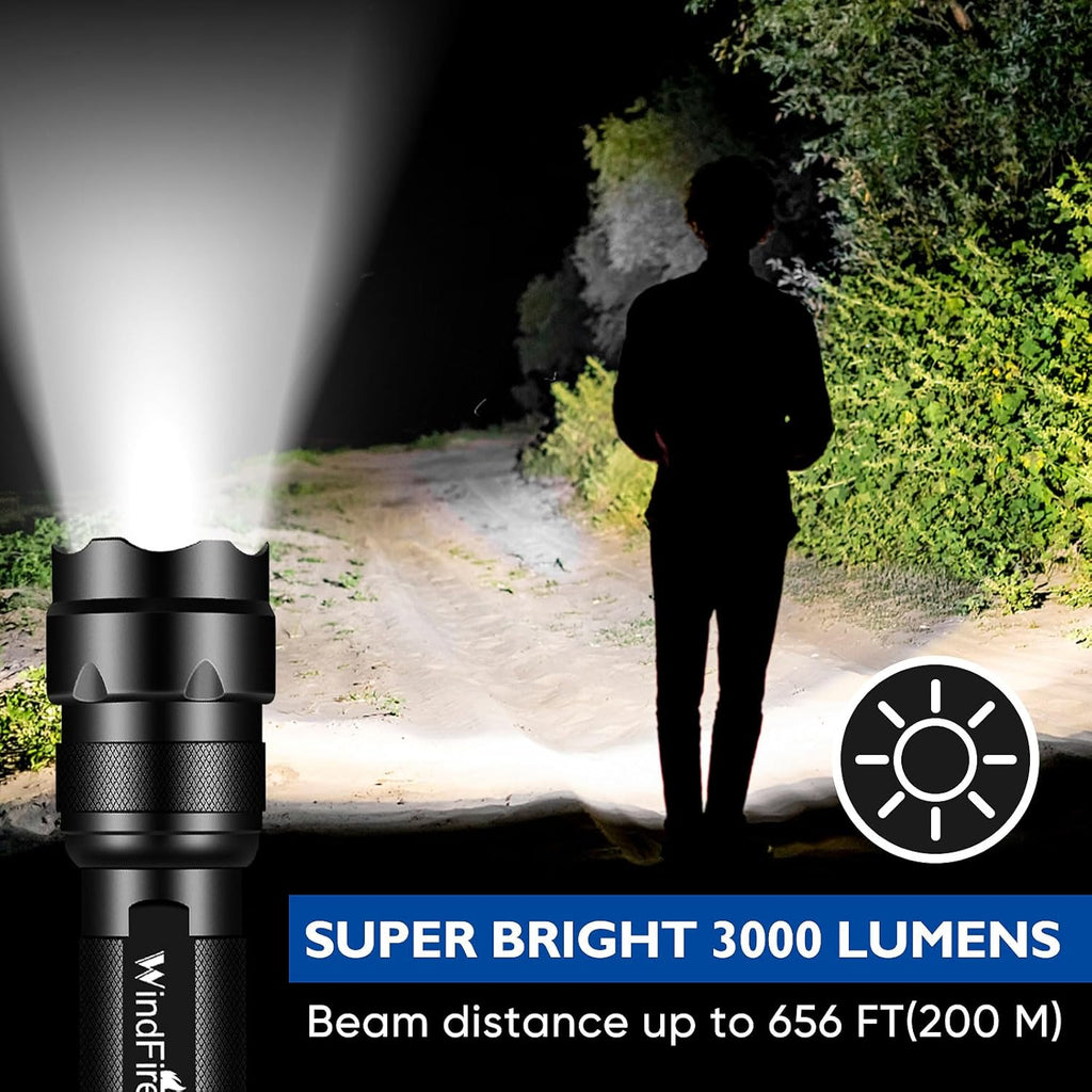 WINDFRIE LED Tactical Flashlights - 2 Pack Bright EDC Handheld Lights | Water-Resistant Portable Design