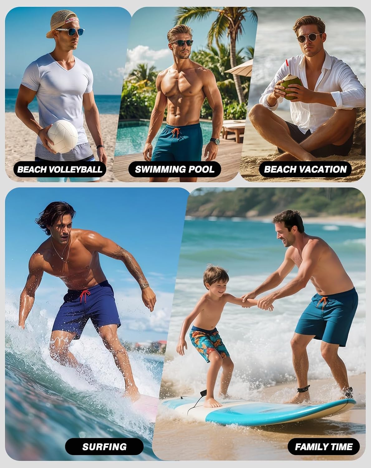 Skiennix Men's Swim Trunks - Quick Dry Beach Shorts with Compression Liner & Zipper Pockets
