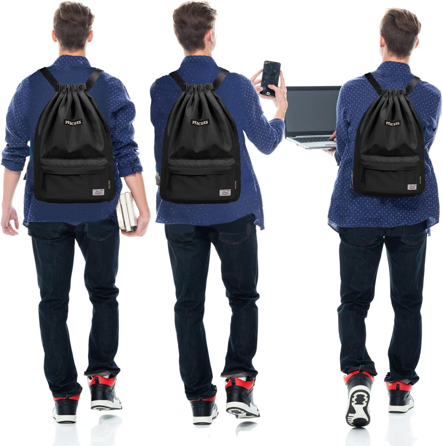 Peicees Waterproof Drawstring Sport Bag - Lightweight Sackpack for Men & Women | Ideal for Gym & Travel