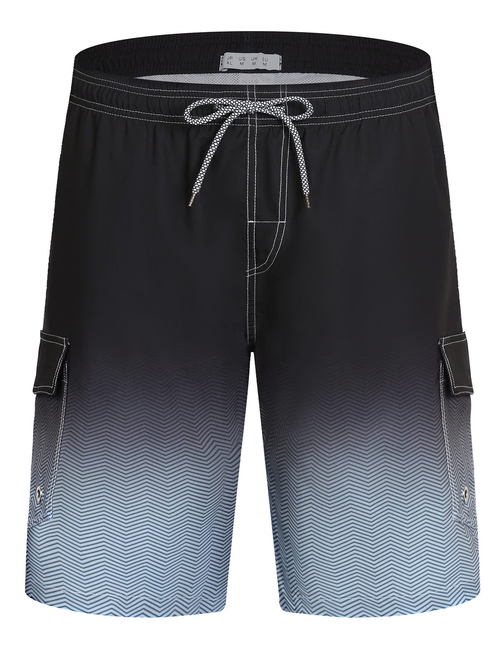 ELETOP Men's Swim Trunks Quick Dry Bathing Suit Swimming Board Shorts Mesh Lining Beach Swimwear Cargo Gradient Black S