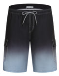 ELETOP Men's Swim Trunks Quick Dry Bathing Suit Swimming Board Shorts Mesh Lining Beach Swimwear Cargo Gradient Black S