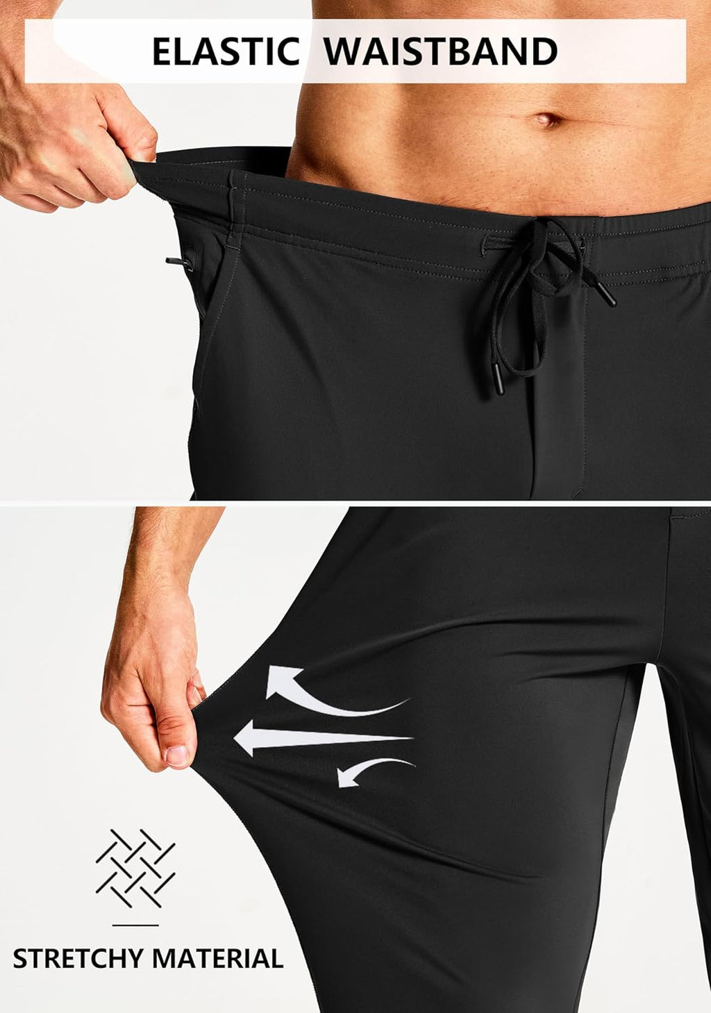 Skiennix Men's Athletic Joggers - Stretch Sweatpants with Zipper Pockets for Gym & Running
