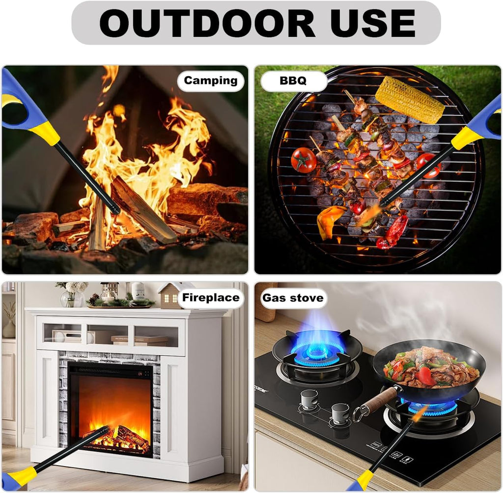 Skiennix Long Neck Lighters - 4 Pack Refillable Butane Candle Lighters for Camping & BBQ