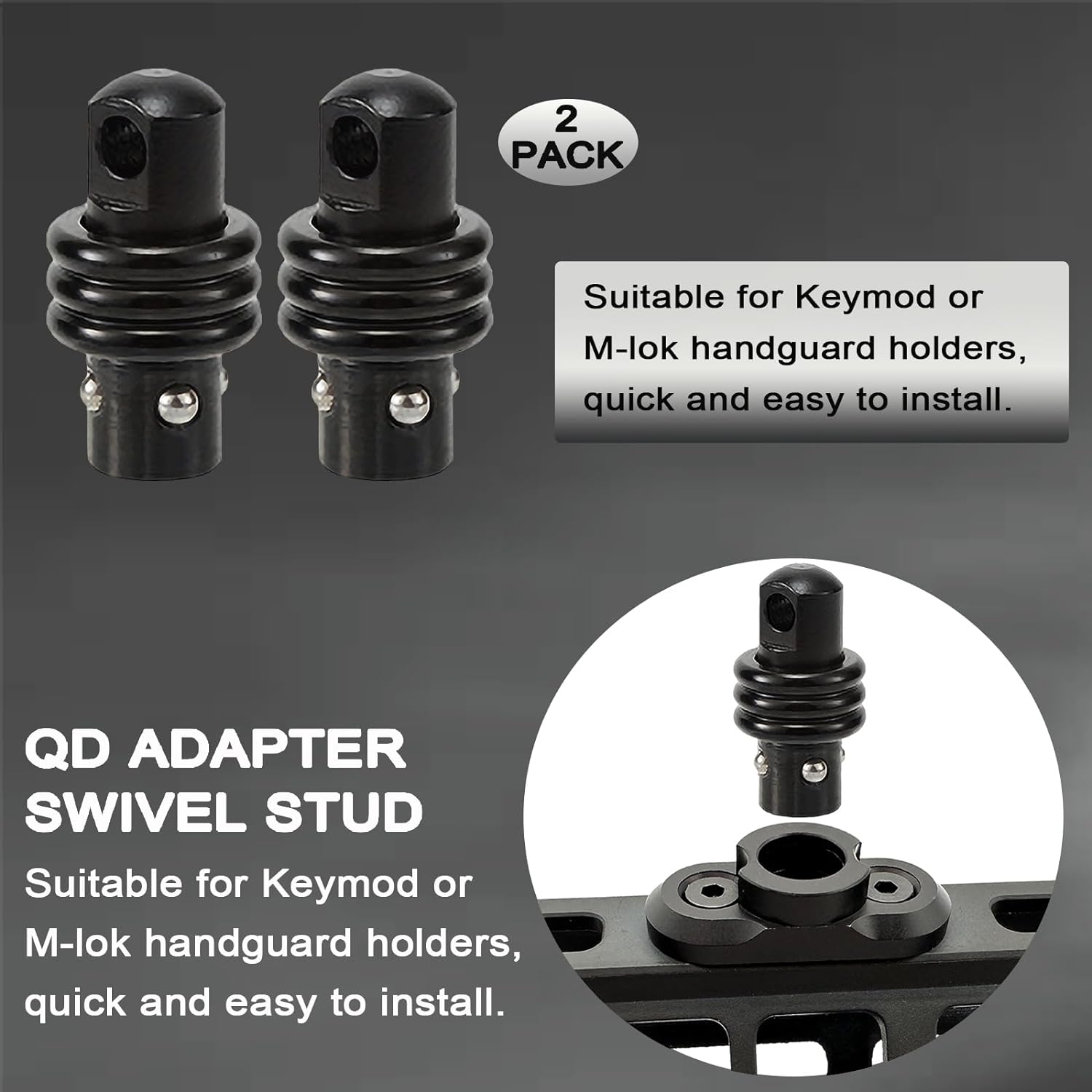 QD Sling Swivel Stud - Heavy Duty Steel Quick Detach Sling Mount with Button | Durable Design