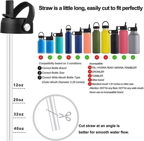 Hydro Flask Straw Lid - Replacement Cap for 32/40 oz Wide Mouth Water Bottles | Flip Lid with Handle