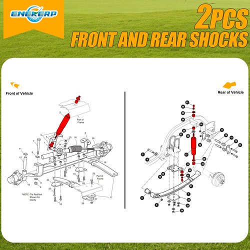 ENEKERP EZGO Front and Rear Shock Absorbers, Golf Cart Shocks for EZGO TXT & Medalist 1994-UP Gas and Electric Models, OEM# 76418-01, 70928-G01, 2PCS