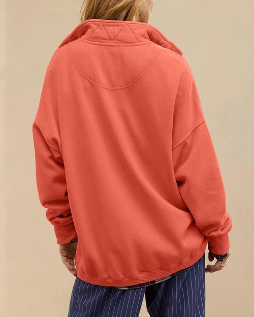 Gacaky Oversized Casual Sweatshirt - Long Sleeve Button Henley Neck Pullover for Women