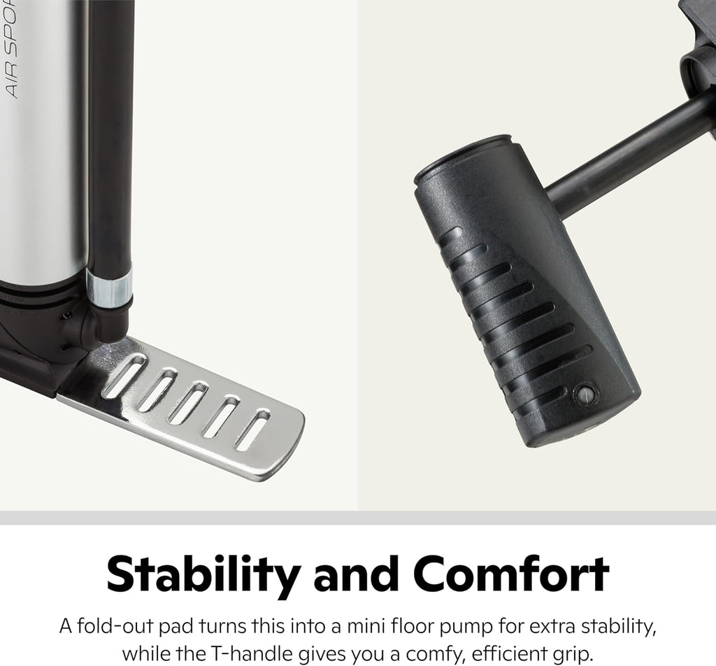 Schwinn Air Sport Mini Bike Pump - Portable Foot & Hand Pump for Schrader & Presta Valves | Ideal for Easy Road Riding