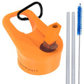 The Coldest Water Insulated Wide Mouth Size 2.0 - Sports Straw Cap Flip Top Lid - Multi-Compatible with Wide Flask Mouth Size Stainless Steel Water Bottles (Jupiter Orange)