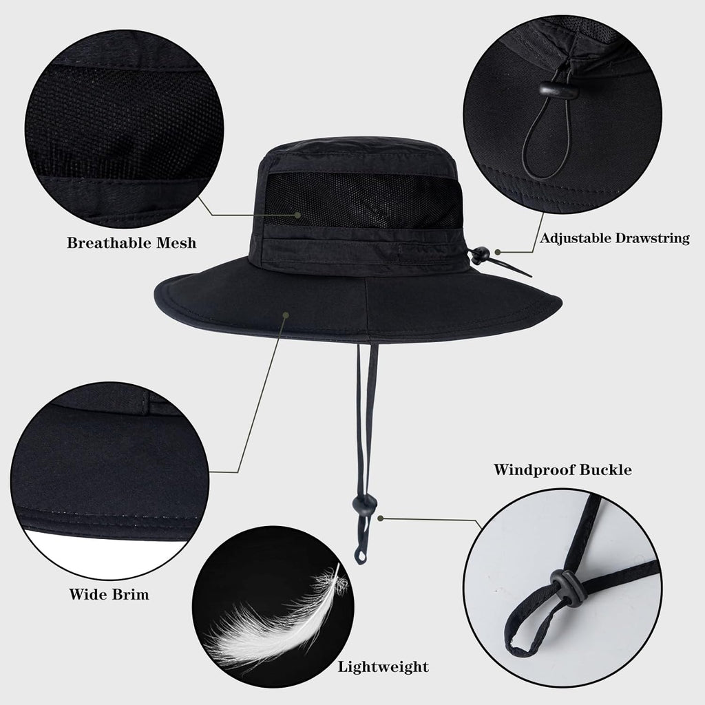 Skiennix UPF 50+ Sun Hat - Waterproof Wide Brim Bucket Hat for Fishing, Hiking & Beach | Foldable Design