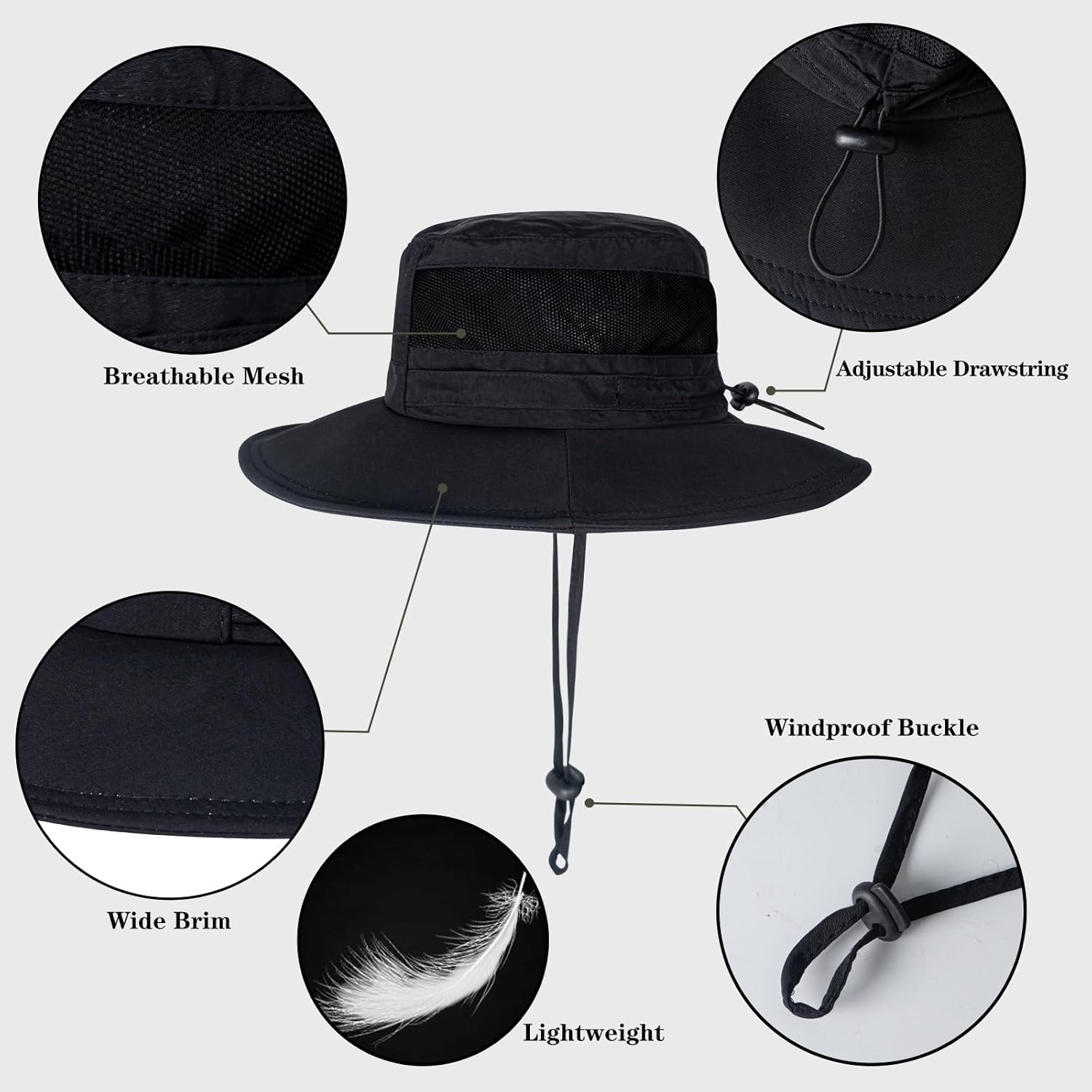 Skiennix UPF 50+ Sun Hat - Waterproof Wide Brim Bucket Hat for Fishing, Hiking & Beach | Foldable Design