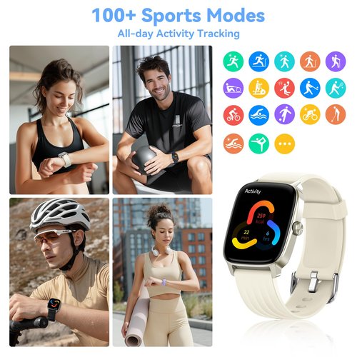 Imzuc Pedometer Watch for Men Women Android & iPhone, 1.85" Retina Display with Answer/Make Calls, Smart Watch with Pedometer, Calories & Step Counter, Waterproof Heart Rate/Sleep/SpO2 Monitor