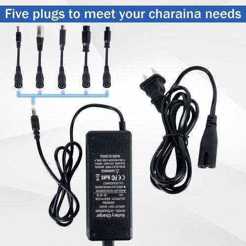 42V 2A Charge with 5 in 1 Plugs for 36V 10S Lithium Battery,Universal Lithium Battery Fast Charger Replacement, Compatible with Razor/Jetson/Voyage, Gotrax & Ninebot