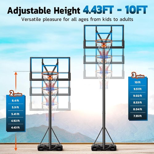 46" Portable Basketball Hoop by [Brand Name] - Adjustable Goal with Solid Steel Rim & Extra-Large Base for All Ages
