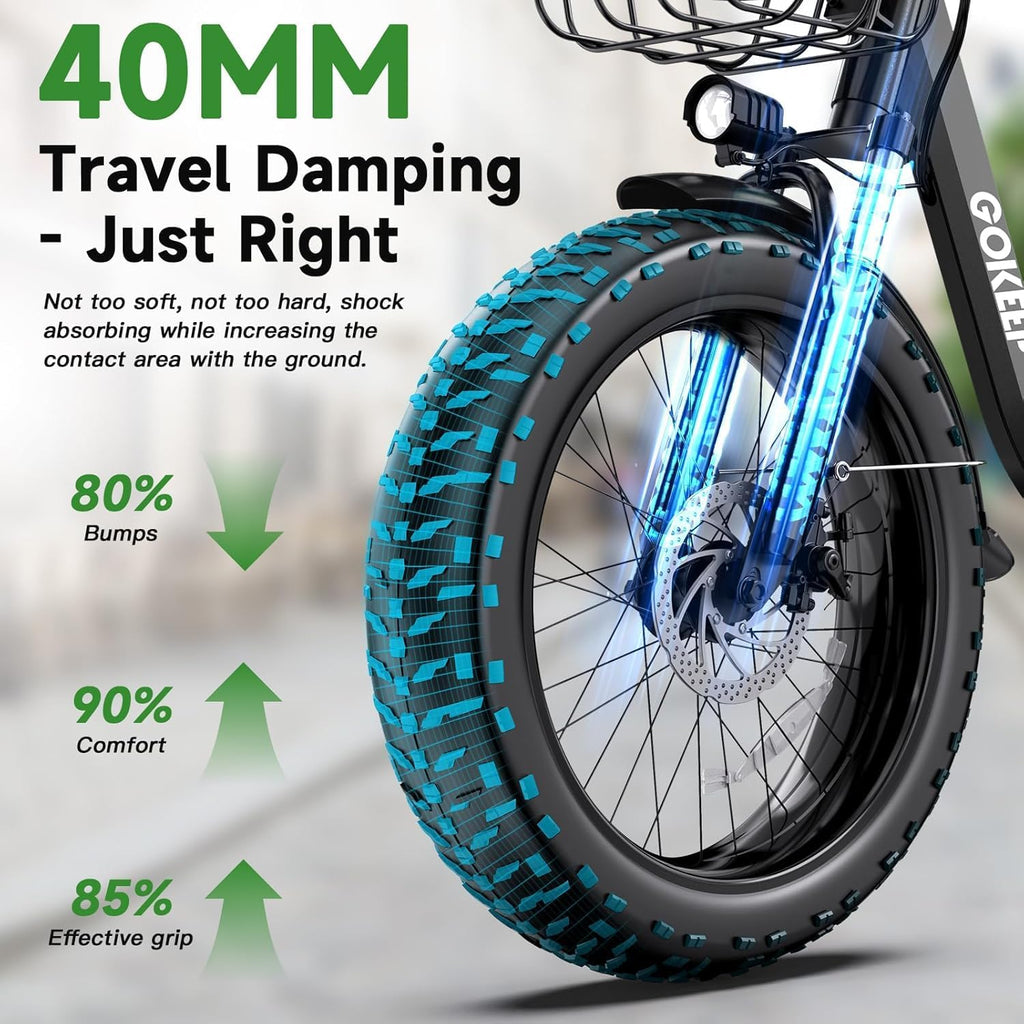 1800W Electric Bike - 52V/18.2AH Removable Battery | 86 Miles Range, Foldable Fat Tire, 7-Speed, UL2849 Certified, Max 330LBS
