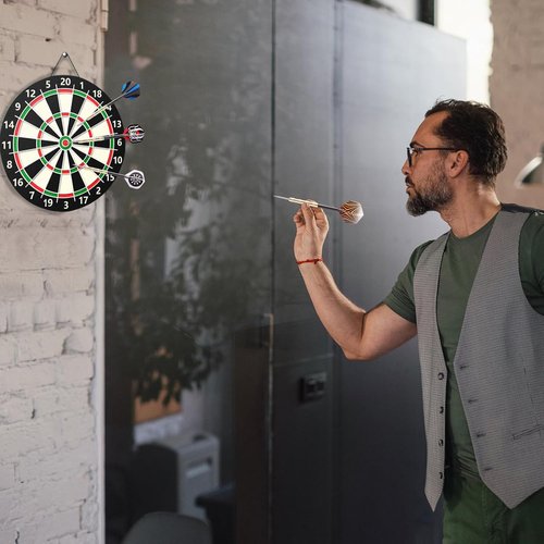 MaxMau Steel Tip Darts Set - 18 Pcs with Metal Points & Durable PVC Dart Flights