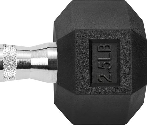 Hex | Rubber Coated Cast Iron Dumbbells - Black Free Weights for Home Workouts