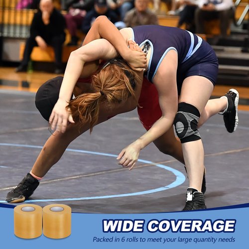 Pangda Wrestling Mat Tape 3 or 4 Inch Heavy Duty 7 Mil PVC Carpet Tape for Wrestling Grappling Exercise Mats Seaming Cover Gym Floor Carpet Seam(4'',Clear,2 Rolls)
