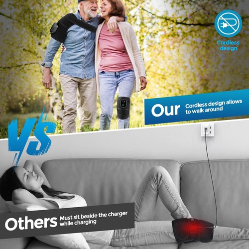 Cordless Heated Knee Massager with Vibration, FSA Eligible HSA, Heated Knee Brace Wrap Heating Shoulder Brace Support Wrap for Knee Elbow, Heating Pad with 6 Heating Levels, 3 Massage Modes&Timer