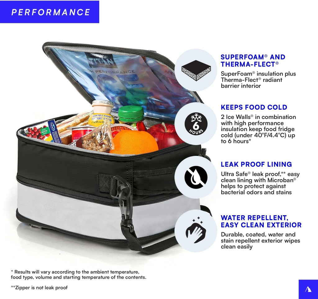 Titan High-Performance Insulated Lunch Box - Expandable Design in Black/Silver