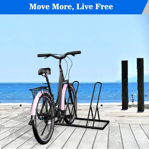 Tuenort 2 Bike Rack, Parking Bike Stand, Outdoor For Mountain Floor Bike Rack, Heavy Duty For Bicycle Garage, Space-Saving Bicycle Holder For Home, Yard, Office, Black
